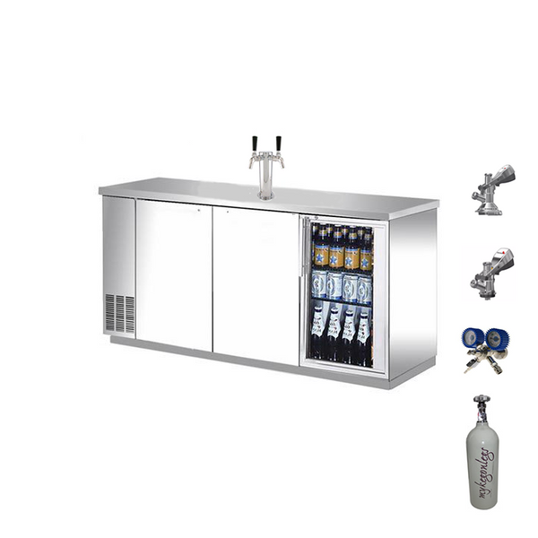 Commercial Quality Triple Door Keg Fridge Complete Package Kegs on Legs